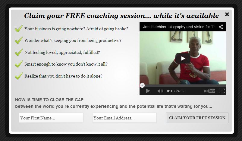 free coaching session light box op-in lead capture form for web conversion